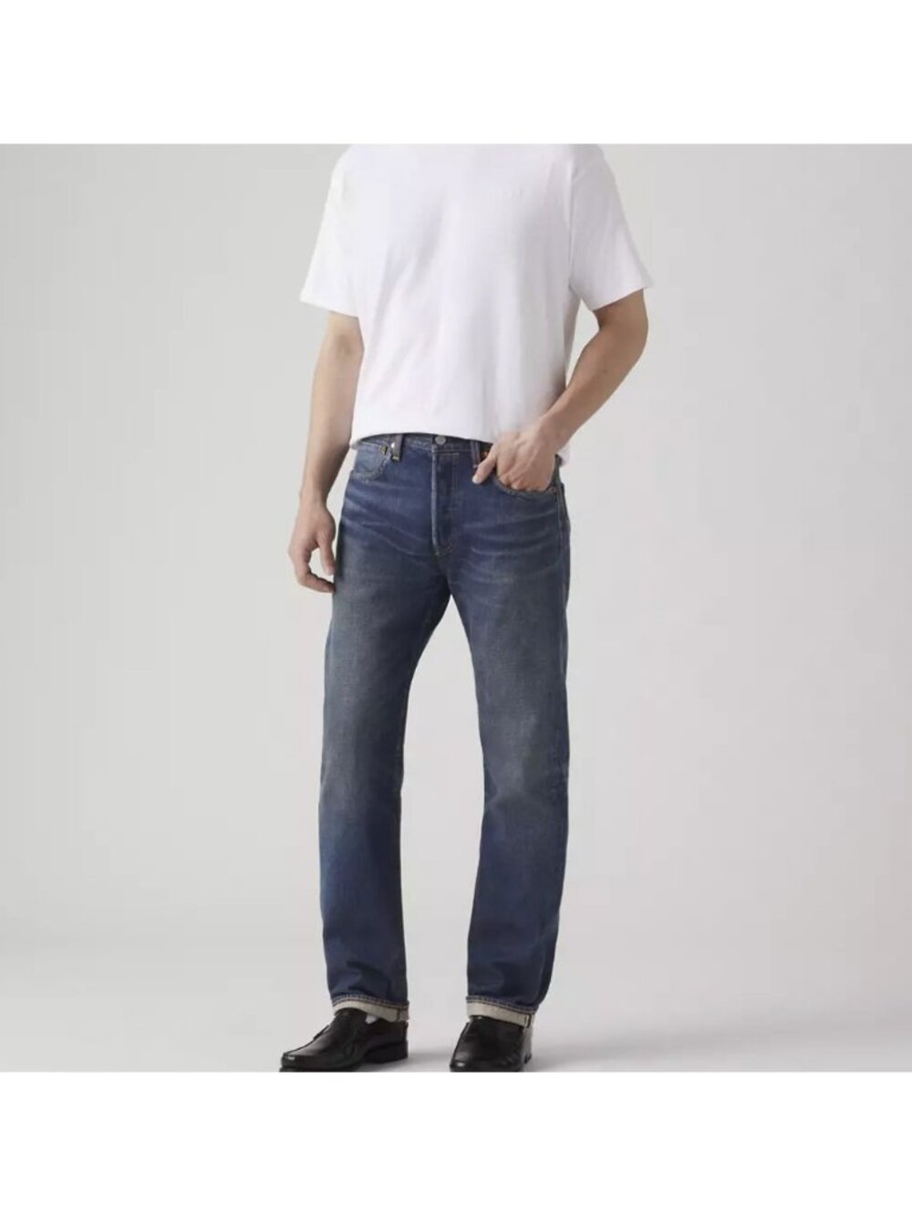 Levi's Men's 36x32 501 Original Fit Selvedge Jeans Bounty Hunter -Dark Wash